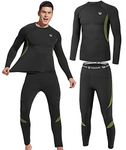 UNIQUEBELLA Men's Thermal Underwear Sets Top & Long Johns Fleece Sweat Quick Drying Thermo Base Layer Black