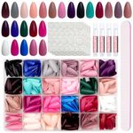 JUSTOTRY 24 Packs (576 PCS) Matte Almond Press on Nails Medium,Acrylic Oval False Nails with Glue and Nail File,Reusable Stick on Nails Short with Sticky Tabs for Women,Fake Nails French for Nail Art