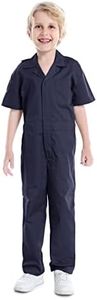 TOPTIE Boy's Coverall Child's Mechanic Halloween Costume Jumpsuit Short Sleeve-Navy-11/12Y