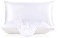 LILYSILK 100% Pure Mulberry Silk Pillowcase for Hair and Skin 19 Momme, Cotton Underside, Soft Pillow case Cover with Hidden Zipper 1Pc, White, Standard 20x30 inches (50x75 cm)