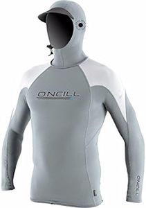 O'Neill Men's Premium Skins O'zone UPF 50+ Long Sleeve Sun Shirt With Hood, Cool Grey/White,Large