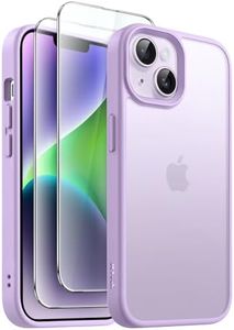 JETech 3 in 1 Matte Case for iPhone 14 6.1-Inch with 2-Pack Tempered Glass Screen Protector, Translucent Frosted Shockproof Phone Cover (Light Purple)