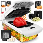 Vegetable Chopper Vegetable Cutter - Food Onion Salad Veggie Chopper with Container - French Fry Potato Dicer Slicer Cutter - Kitchen Tools & Gadgets (8-in-1 White)