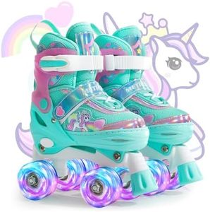 METROLLER Kids Roller Skates Girls Ages 4-6 5-8 8-12 Adjustable Toddler Roller Skates Shining Wheels Little Unicorn Sports Outdoors