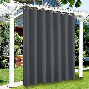 LiveGo Outdoor Patio Curtain, Blackout Waterproof Curtain, Thermal Insulated Outdoor Garden Curtain for Porch/Pergola/Yard/Sliding Door/Arbor (1 Panels, 100" W x 84" L, Dark Grey)