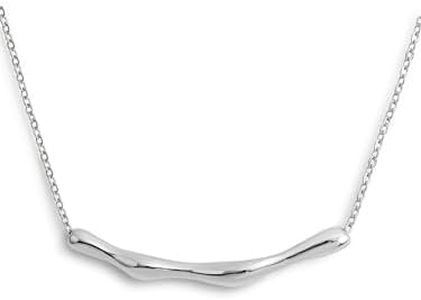 SINGULARU - Collar Cane - Collar en Acero con Acabado en Baño de Rodio - Cadena con Motivo - Joyas Para Mujer