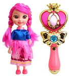 Toyshine Pack of 2 Magic Wand and Doll Combo for Girls, Pink Dazzler, Musical Toy with Soothing Lights and Shining Surface, Assorted Design