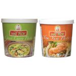 Mae Ploy Thai Curry Paste Set - Green & Tom Yum Curry, 400g Each - Ideal for Traditional Thai Cuisine