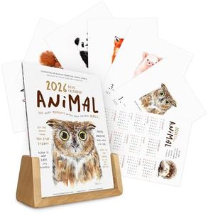 2026 Desk Calendar - Animal, Dog Watercolor Monthly Calendar with motivational quotes, Made in USA, 5x7 pages with Easel for Home Office School, Holiday New Year Gift (2026 Animals, U-Stand)