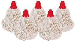 Abbey No.16 Socket Cotton Mop heads Replacement Pack of 5 – Super Absorbent String Mop Universal Screw On Socket - Floor Cleaning Heavy Duty mop head ( Red )