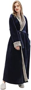 Womens Bathrobe Ladies Soft Fleece Dressing Gown Winter Warm Long Robes Housecoat Loungewear Fluffy Nightwear