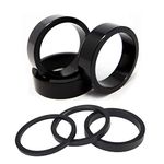 GoHZQ 6 Pcs Headset Spacers 1 1/8", Aluminium Alloy Headset Spacers for Bikes, 28.6mm MTB Road Bike Stem Spacers 2mm/3mm/5mm/3x10mm Black