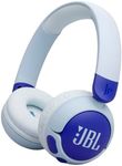 JBL Junior 320 BT, Wireless On-Ear Bluetooth Headphones for Kids with Built-In Mic, 50 Hours Playback, JBL Safe Sound, Low Volume, Easy Controls and Sticker Set, in Blue