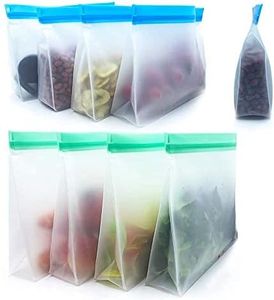 Reusable Food Storage Bags 8 Pack - Stand Up BPA FREE Leakproof Freezer Bags(4 pack 1/2 Gallon Bags + 4 pack Sandwich Bags) Plastic Free Lunch Bag | Eco-friendly