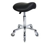 Antlu Saddle Rolling Ergonomic Swivel Stool Chair for Drafting Massage Clinic Spa SalonAdjustable Hydraulic with Wheels (Black)