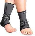 supregear Ankle Brace (2-Pack), Knitted Nylon Elastic Dual Straps Compression Foot and Ankle Brace Sprained Ankle Pain Relief Stabilizer Brace for Running Jumping Basketball (Grey, L)