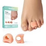 Welnove Toe Separator for Overlapping Toes - Toe Spacers for Bunions - Toe Corrector for Hammer Toes, Realign Crooked Toes - Preventing Rubbing Relieve Pressure (Medium Size, 6 Pack)