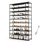 HODYANN 50 Pairs Shoe Tower, Non-Woven Fabric&Metal Storage Cabinet, 10 Tiers Shoe Rack for entryway