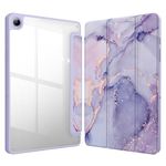 FINTIE Hybrid Slim Case for Samsung Galaxy Tab A9 Plus 11 Inch 2023 Model (SM-X210/X216/X218), Shockproof Cover with Clear Transparent Back Shell, Auto Wake/Sleep, Lilac Marble