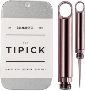 DAILYCARRYCO. TiPick Titanium Toothpick Holder - Portable Metal Travel Toothpick - Reusable EDC Micro Toothpick - Compact & Convenient - Carry On-the-Go - Titanium Construction, Merlot