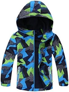 M2C Boys Outdoor Color Block Fleece Lining Windproof Jackets with Hood 7-8 Yrs Green