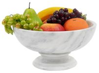 Radicaln Marble Fruit Bowl White 10'x5 Inch Handmade Fruits Serving Bowl for Kitchen Organization - Large Fruit Bowl for Kitchen Counter - Modern Banana Holder