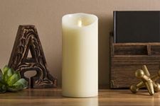 Luminara Moving Flame Pillar Flameless LED Candle, Scalloped Edge, Real Wax, Unscented - Ivory (6.5-inch)