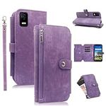 Furiet Compatible with AT&T Calypso 3 U328AA Wallet Case with Lanyard Wrist Strap, 9 Card Slots Retro Leather Flip Purse Credit Card Holder Stand Cell Phone Cover for ATT Calypso3 Women Men Purple