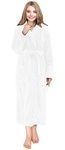 NY Threads Womens Fleece Bathrobe - Shawl Collar Soft Plush Robe Spa Robe (Large, White)