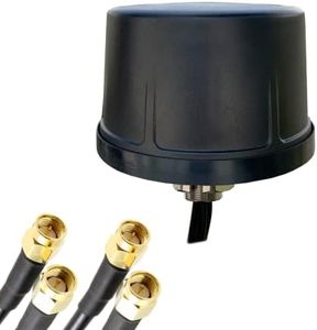 UniteCom Heavy Duty MiMo 4x4 Quad Input 5G 4G Antenna with 5 Meter LMR195 Cables and SMA Male Connectors,4 port, 600MHz - 6000MHz Mobile Cellular Broadband Internet Outdoor External
