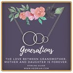 KEDRIAN Generations Necklace, 925 Sterling Silver 3 Generations Necklace, Best Grandma Gifts, Gigi Gifts for Grandma Necklace, Granddaughter Gifts From Grandma Birthday Gift, Great Grandmother Gifts