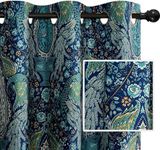 DriftAway Christmas Curtains for Bedroom 84 Inch Room Darkening Blackout Medallion Floral Peacock Pattern for Living Room Window Drapes Grommet 2 Layers 2 Panels