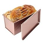 Eidoct Loaf Tin with Lid 1lb(450g) Bread Loaf Tin Non Stick Pullman Loaf Pan with Slide Cover, Non-Stick Loaf Pans for Toast, Sandwich, Cake, Baking