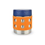 LunchBots Thermal 8 oz Triple Insulated Thermos - Hot 6 Hours or Cold 12 Hours - Leak Proof Thermos Soup Jar - All Stainless Interior - Navy Lid - Orange Dots