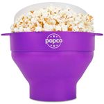 The Original Popco Silicone Microwave Popcorn Popper with Handles, Silicone Popcorn Maker, Collapsible Bowl and Dishwasher Safe - 15 Colors Available (Dark Orchid)