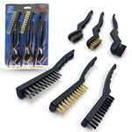 6 Pieces Small Wire Brush Set – Pair of Steel Brush, Brass Brush, and Nylon Brush in Small and Mini Wire Brush Sizes, Multipurpose Wire Brushes for Cleaning Rust and Heavy Dirt