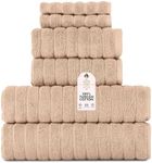 Classic Turkish Towels CTT Luxury 6 Piece Towel Set, 100% Turkish Cotton, Quick Drying, Highly Absorbent & Comfy, Includes 2 Bath Towels, 2 Hand Towels & 2 Washcloths | (Almond Beige)