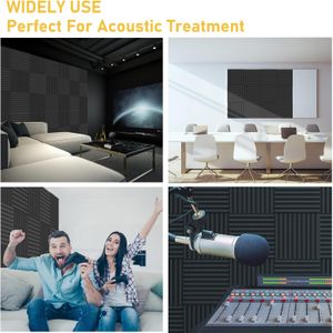 JBER Acoustic Foam Panels 48-Pack – Black Soundproof Wall Tiles