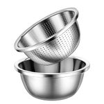 Gulex Colander 304 Stainless Steel 3-quart with Mixing Bowls, Strainer for Kitchen Food For washing vegetables, fruit, rice, Dishwasher Safe. (2PC)