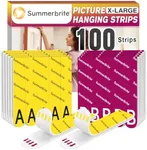 Picture Hanging Strips Heavy Duty XL 50 Pairs/100Strips, 15 lb Damage Free Hanging Picture Hangers, Removable Adhesive Hook and Loop Wall Strips, Frame Stickers No Nails for Home Decor Wall Posters