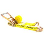 US Cargo Control Ratchet Strap Heavy Duty, 2 Inch x 12 Foot Yellow Ratchet Strap with Double J Hooks, 10,000 LBS. Break Strength, Tie-Down Ratcheting Straps for Trucks and Trailers