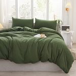 LIFETOWN Olive Green Duvet Cover King Comforter Cover Set Jersey Knit Cotton Duvet Cover Set King Bedding Set 1 Duvet Cover 104x90 Inchs with 2 Pillowcases