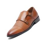 LOUIS STITCH Formal Shoes for Men | Italian Leather Double Monk Strap Handcrafted Shoes | Stylish Lace-Up Business, Formal, Shoes | Dual Tone Russet Tan| UK Size 11 (EUWEDMTN)