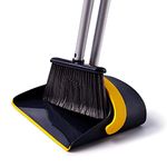 Yocada Broom and Dustpan Set Upgrade 52" Long Handle Upright Stand Up Dustpan with Combo Stiff Bristle Indoor Outdoor Perfect for Home Kitchen Room Office Lobby Floor Pet Hair Rubbish Dark Grey