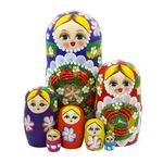 Winterworm® Set of 7 Berries and Flowers Patterns Wooden Nesting Dolls Matryoshka Russian Doll