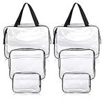 SITAKE 6 Pcs Travel Toiletry Bags, Clear Makeup Bags, Portable Cosmetic Bags with Zipper Handle, Waterproof Travel Luggage Pouch Organizer for Travel Airplane Vacation Bathroom, 3 Sizes