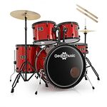 Acoustic Drum Kit BDK1 by Gear4music Red Full Size with Extra Sticks