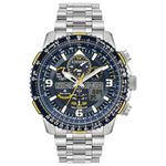 Citizen Mens Promaster Skyhawk A-T Eco-Drive Watch 45mm Silver-Tone Stainless Steel Case and Bracelet with Blue Dial (JY8078-52L)