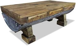 vidaXL Coffee Table with Solid Reclaimed Wood and Galvanised Iron - Handmade Rustic Wooden Table for Living room, Farmhouse Design, Brown
