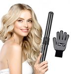 CkeyiN 32mm Curling Wand, Professional Ceramic Barrel Hair Curler for Long Hair & Big Beach Waves Curls Adjustable Temperature Dual Voltage with Glove Curling Tong